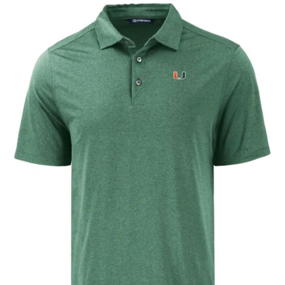 NWT Cutter & Buck Miami Hurricanes Coastline Epic Comfort Eco Polo Shirt Size L
